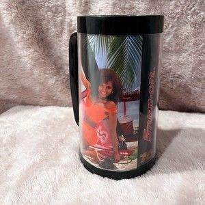 SNAP-ON THERMO SERVE MUG CALENDAR GIRL Tonya July/Aug 1990 Serv Plastic Stein